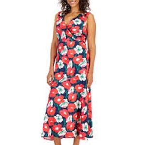Sam Edelman Red and White Floral Midi Dress Sz 8